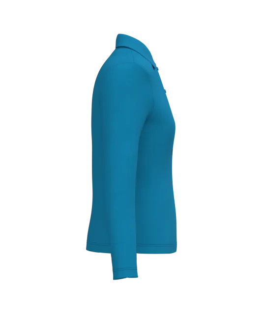 K244 - Damespolo lange mouwen Tropical Blue
