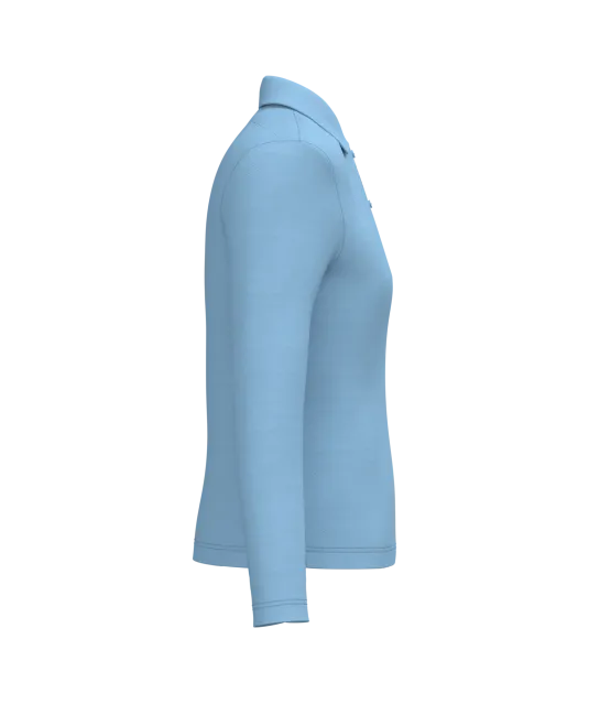 K244 - Damespolo lange mouwen Sky Blue