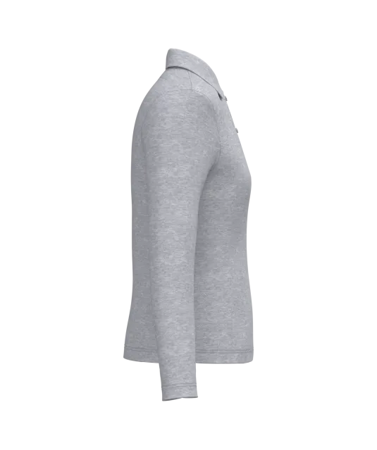 K244 - Damespolo lange mouwen Oxford Grey