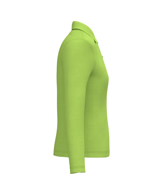 K244 - Damespolo lange mouwen Lime