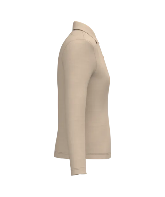 K244 - Damespolo lange mouwen Light Sand