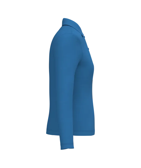K244 - Damespolo lange mouwen Light Royal Blue