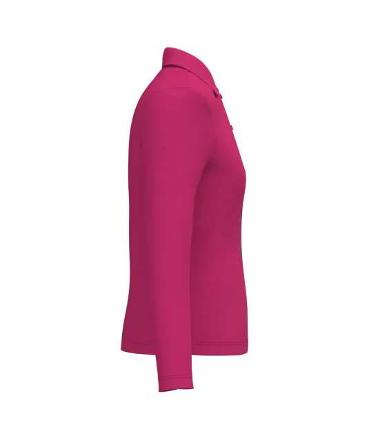 K244 - Damespolo lange mouwen Fuchsia