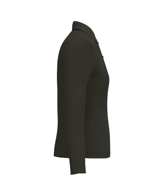K244 - Damespolo lange mouwen Dark Khaki