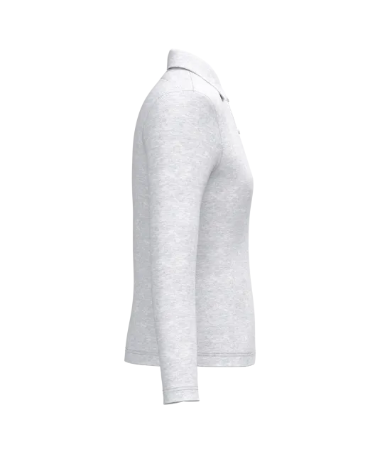 K244 - Damespolo lange mouwen Ash Heather
