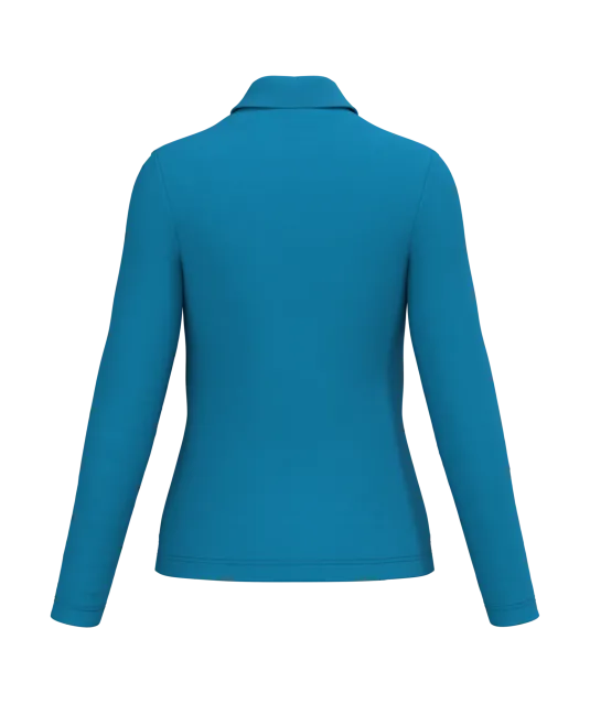 K244 - Damespolo lange mouwen Tropical Blue