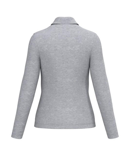 K244 - Damespolo lange mouwen Oxford Grey