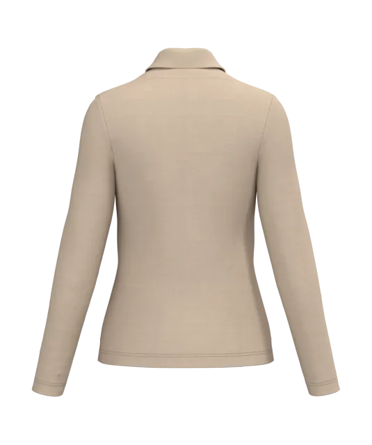 K244 - Damespolo lange mouwen Light Sand
