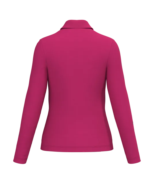 K244 - Damespolo lange mouwen Fuchsia