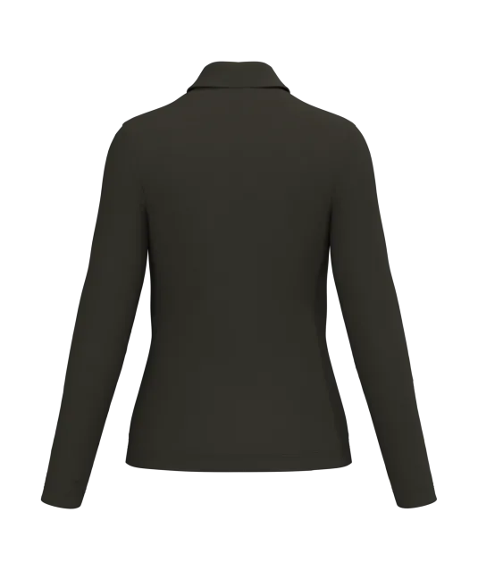 K244 - Damespolo lange mouwen Dark Khaki