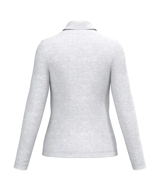 K244 - Damespolo lange mouwen Ash Heather
