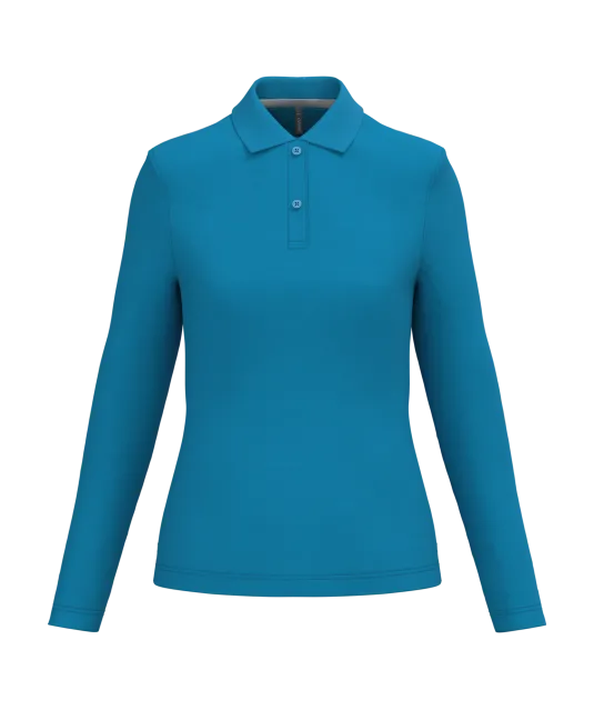 K244 - Damespolo lange mouwen Tropical Blue