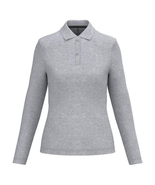 K244 - Damespolo lange mouwen Oxford Grey