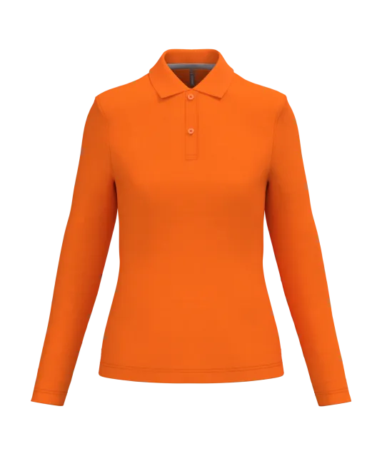 K244 - Damespolo lange mouwen Orange