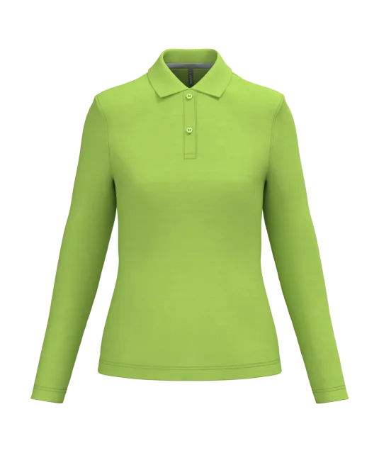 K244 - Damespolo lange mouwen Lime
