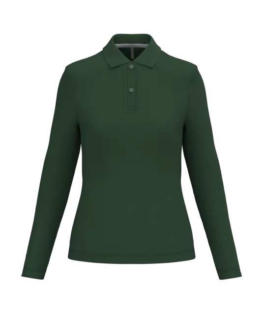 K244 - Damespolo lange mouwen Forest Green
