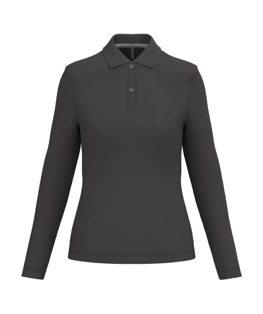 K244 - Damespolo lange mouwen Dark Grey
