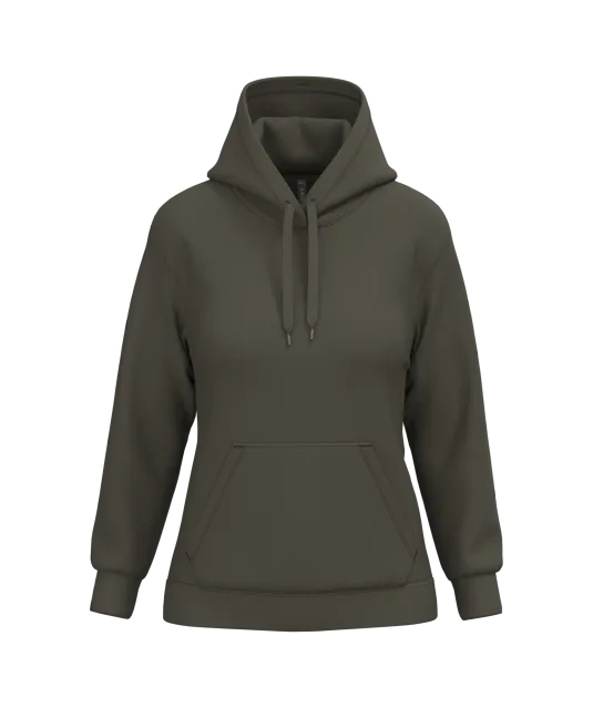 K473 - Eco damessweater met capuchon Dark Khaki