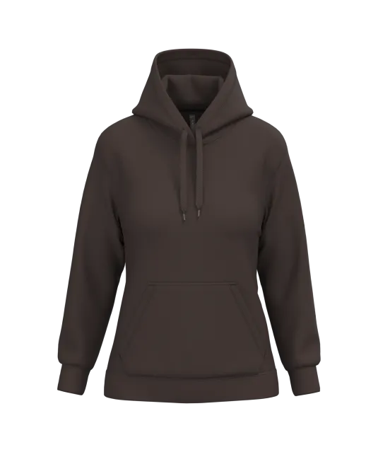 K473 - Eco damessweater met capuchon Chocolate