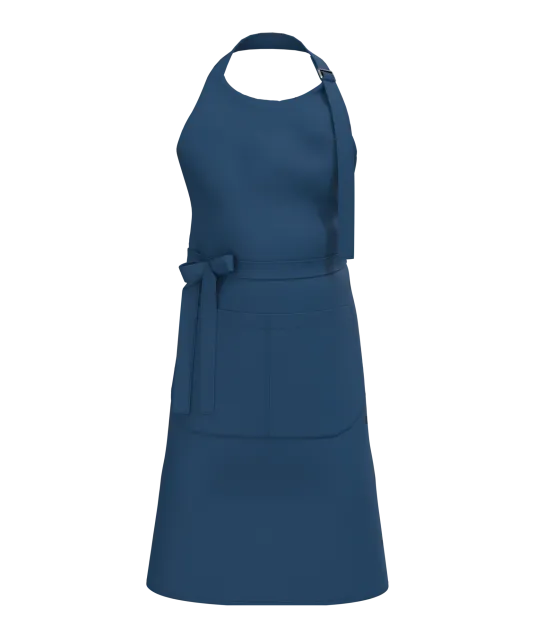 K8007 - Schort met zak van biologisch katoen True Indigo