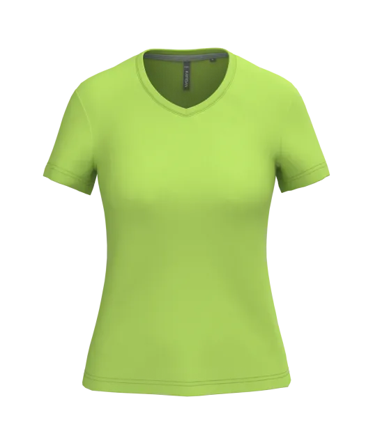 K381 - Dames T-shirt V-hals Korte Mouwen Lime