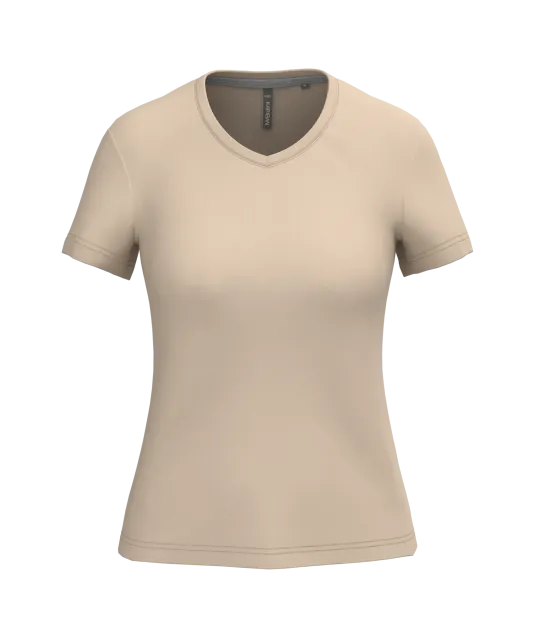 K381 - Dames T-shirt V-hals Korte Mouwen Light Sand