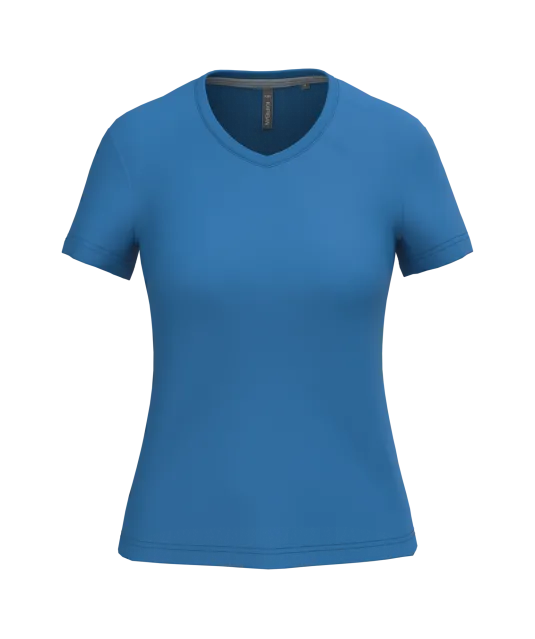 K381 - Dames T-shirt V-hals Korte Mouwen Light Royal Blue