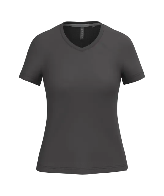 K381 - Dames T-shirt V-hals Korte Mouwen Dark Grey