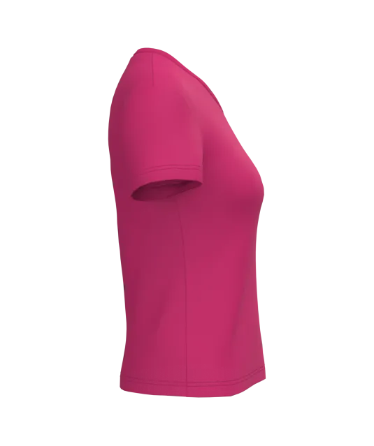 K381 - Dames T-shirt V-hals Korte Mouwen Fuchsia