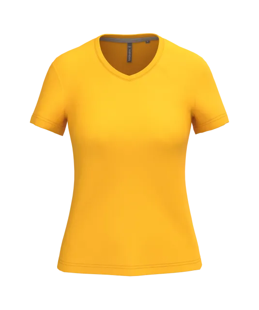 K381 - Dames T-shirt V-hals Korte Mouwen Yellow