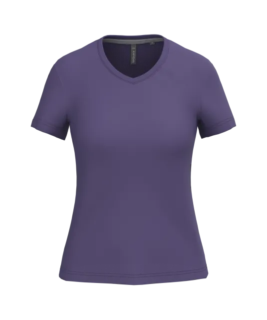 K381 - Dames T-shirt V-hals Korte Mouwen Purple
