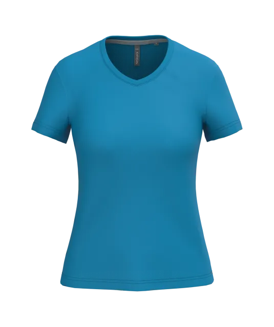 K381 - Dames T-shirt V-hals Korte Mouwen Tropical Blue