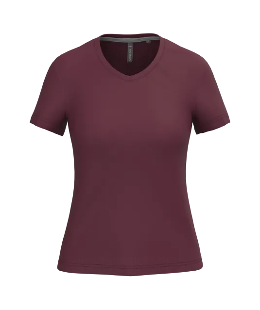 K381 - Dames T-shirt v-hals met korte mouwen Wine