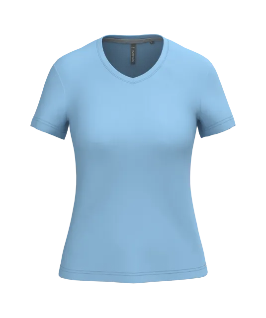 K381 - Dames T-shirt v-hals met korte mouwen Sky Blue