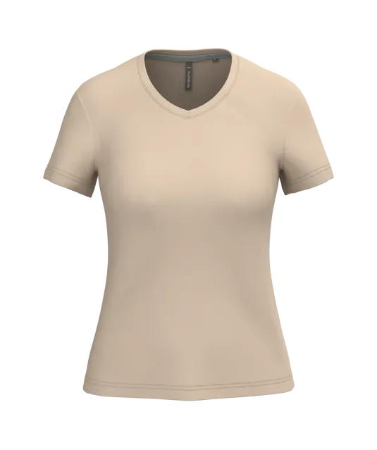 K381 - Dames T-shirt v-hals met korte mouwen Light Sand