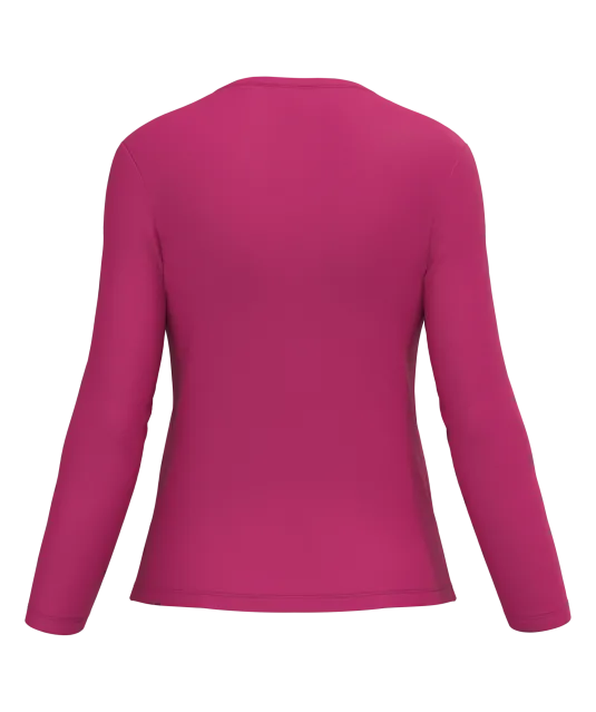 K383 - Dames T-shirt ronde hals lange mouwen Fuchsia