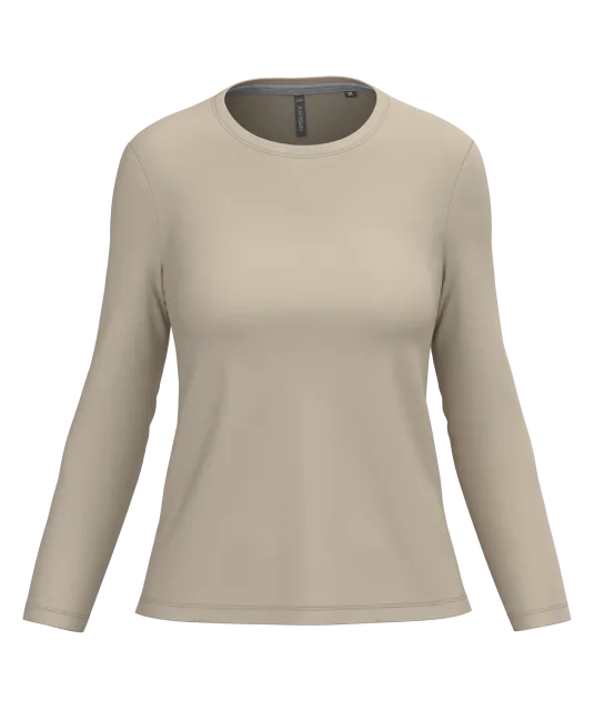 K383 - Dames T-shirt ronde hals lange mouwen Light Sand