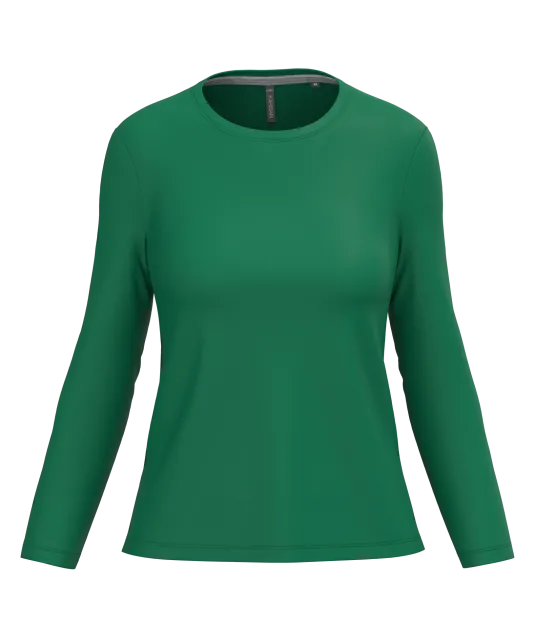K383 - Dames T-shirt ronde hals lange mouwen Kelly Green