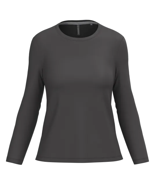 K383 - Dames T-shirt ronde hals lange mouwen Dark Grey