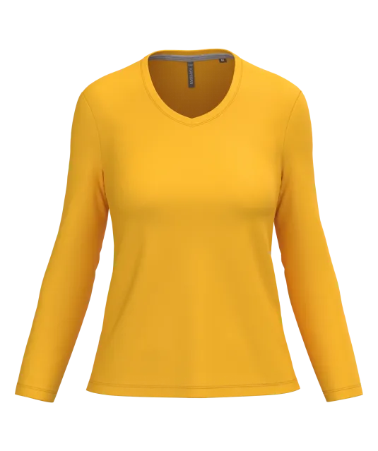 K382 - Dames T-shirt V-hals lange mouwen Yellow