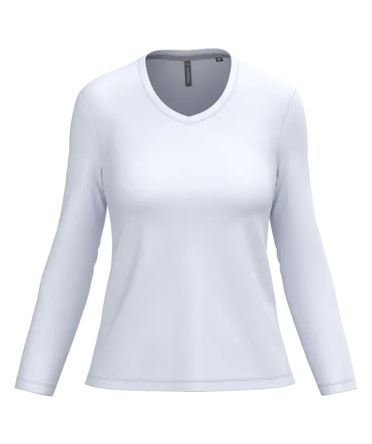 K382 - Dames T-shirt V-hals lange mouwen White