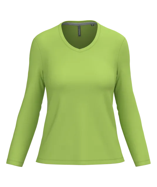 K382 - Dames T-shirt V-hals lange mouwen Lime
