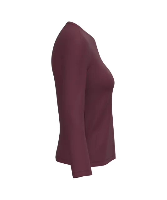 K383 - Dames T-shirt ronde hals lange mouwen Wine