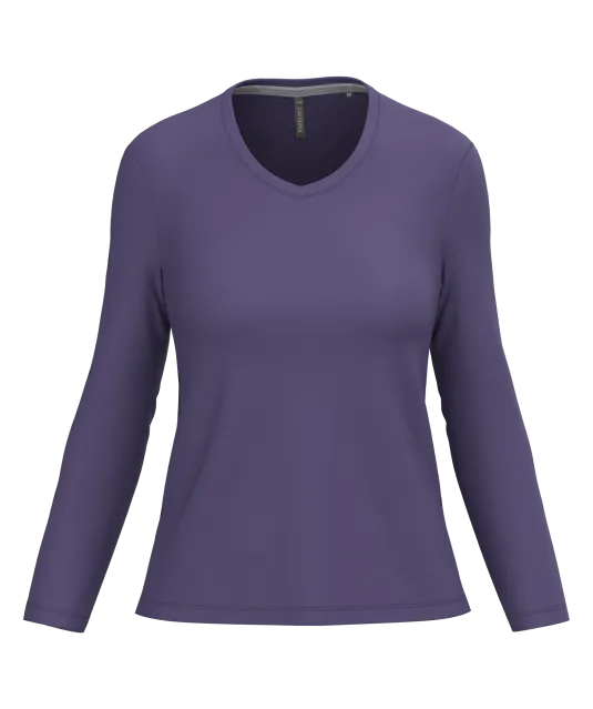 K382 - Dames T-shirt V-hals lange mouwen Purple