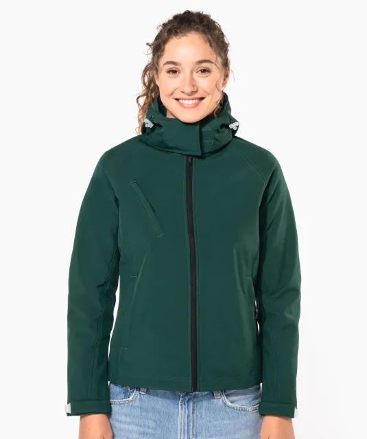K414 - Dames softshell jas met afneembare capuchon Black
