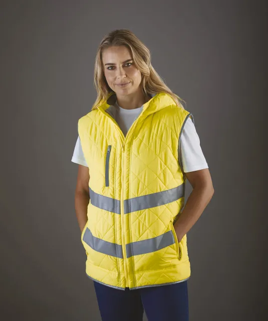 YHV007 - Kensington - Hi-Vis bodywarmer met capuchon Navy