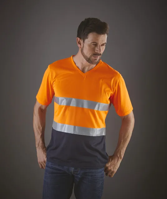 YHVJ910 - Top Cool - Hi-Vis T-shirt V-hals Hi Vis Yellow