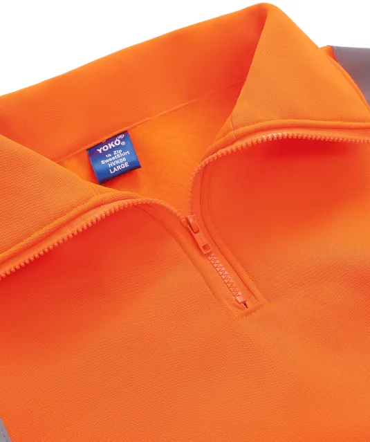 YHVK06 - Veiligheidsweater met 1/4 rits Hi Vis Orange