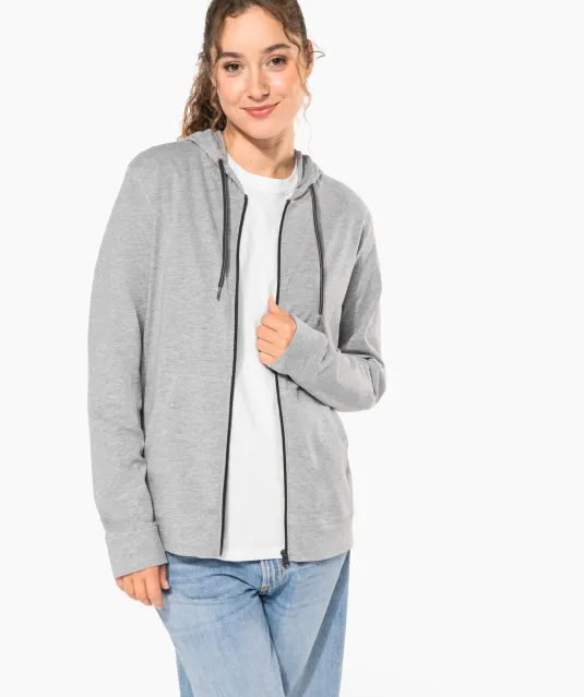 K438 - Licht katoenen sweatvest met capuchon Black