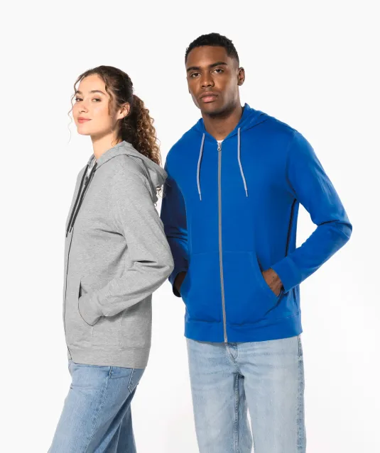 K438 - Licht katoenen sweatvest met capuchon Black